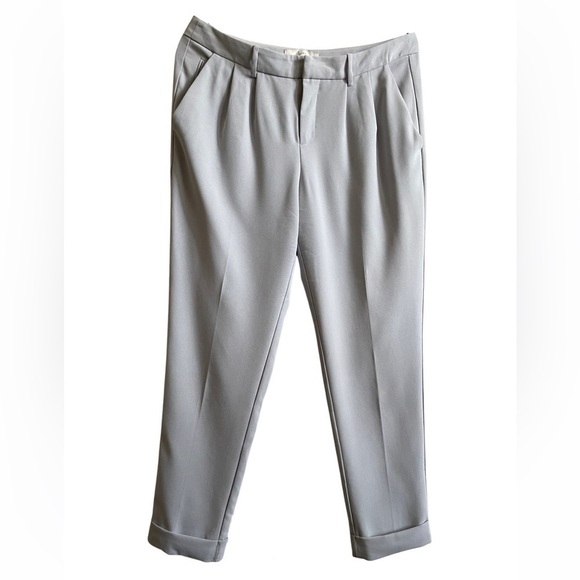 Joie Women’s Light Grey Ankle Casual Pants Size 10 Mid Rise Pleated Cuffed Hem - Picture 3 of 15